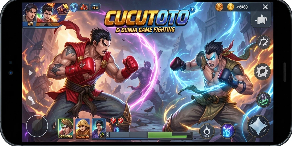 Gameplay CUCUTOTO menampilkan pertarungan seru antar karakter.