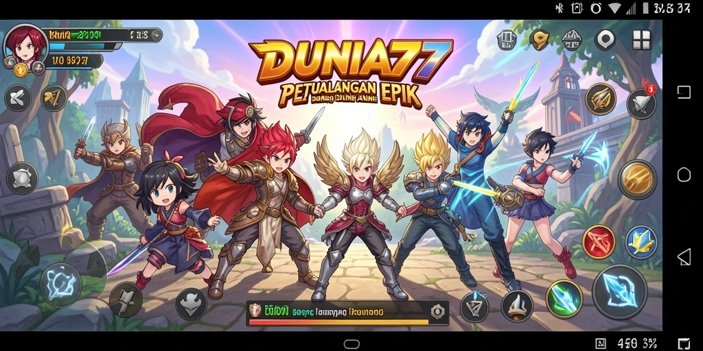Screenshot DUNIA77 menampilkan pertempuran seru dalam dunia Anime.