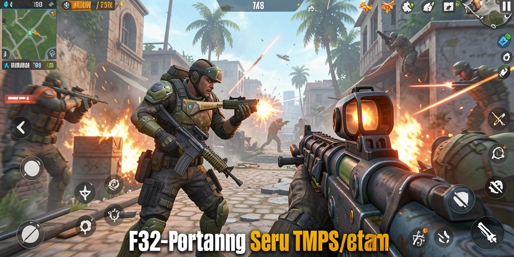 Tampilan gameplay seru dan mendebarkan dalam F32.