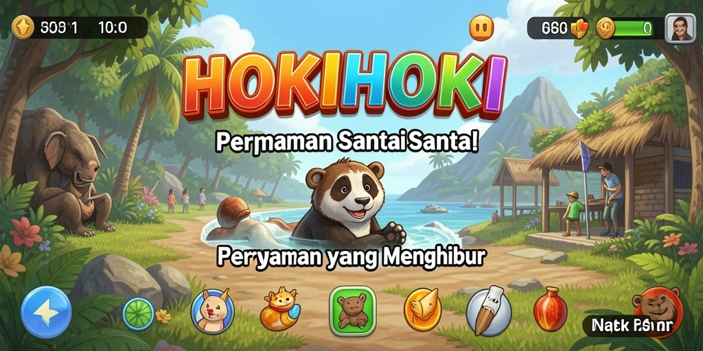 Gameplay HOKIHOKI menampilkan karakter lucu dalam aksi.