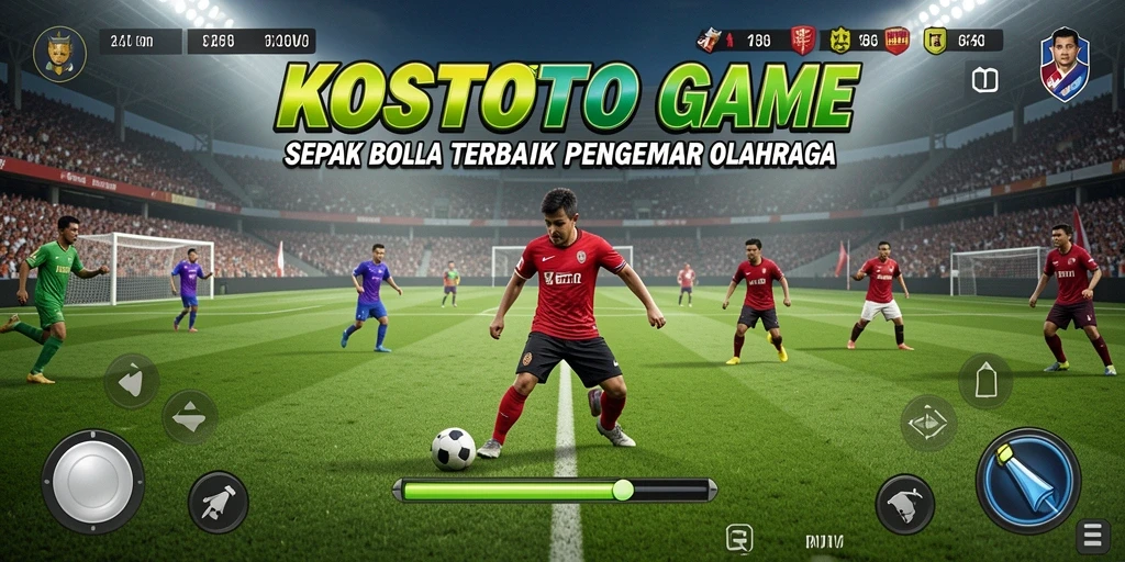 Gameplay KOSTOTO yang seru dengan aksi sepak bola penuh strategi.