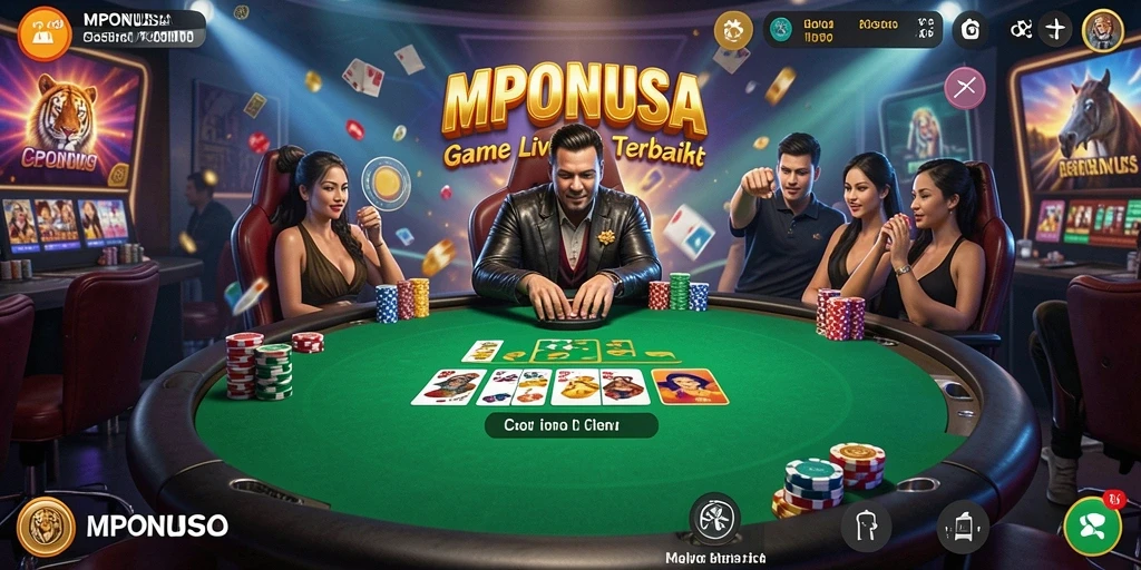 Screenshot MPONUSA menunjukkan gameplay Live Casino yang seru dan interaktif.