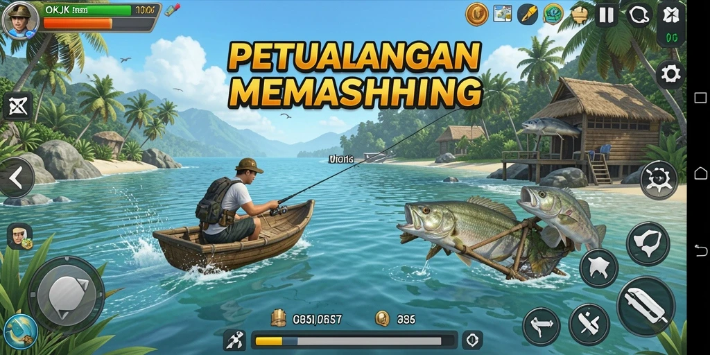 Gameplay memancing yang seru dan menantang di OKJK.