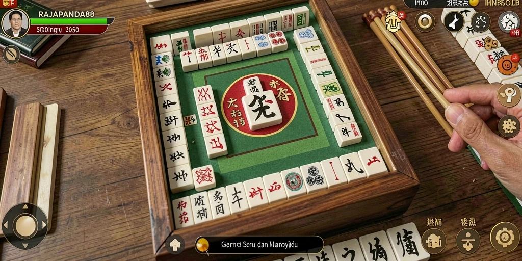 Screenshot utama RAJAPANDA88 menunjukkan gameplay Mahjong yang mendebarkan.