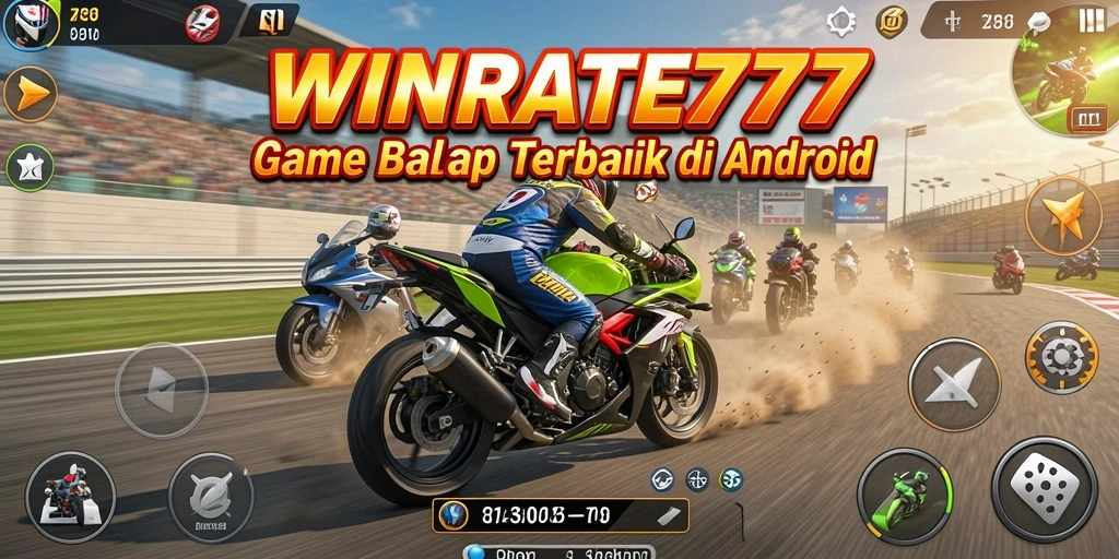 Tampilan gameplay seru balap motor di WINRATE777.