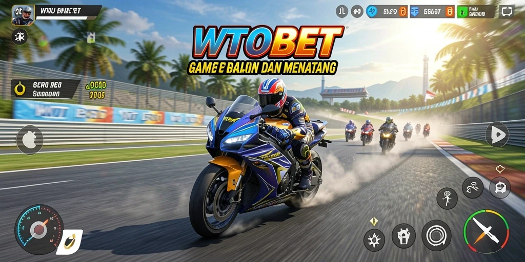 Tampilan menarik dari balapan motor di WTOBET dengan kecepatan tinggi.